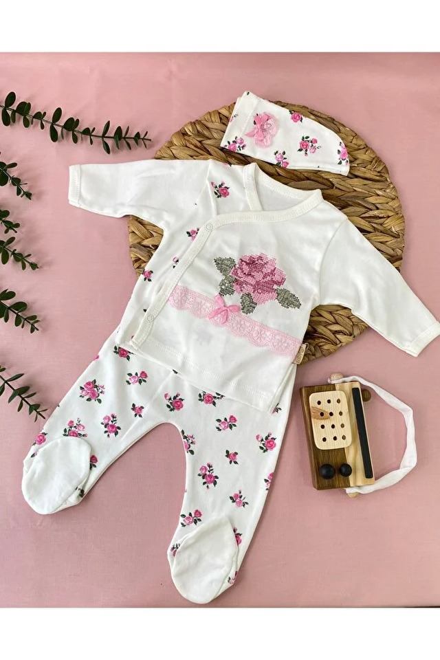 Babyım 883 Cıcek Nakıslı 3lu Hastane çıkışı